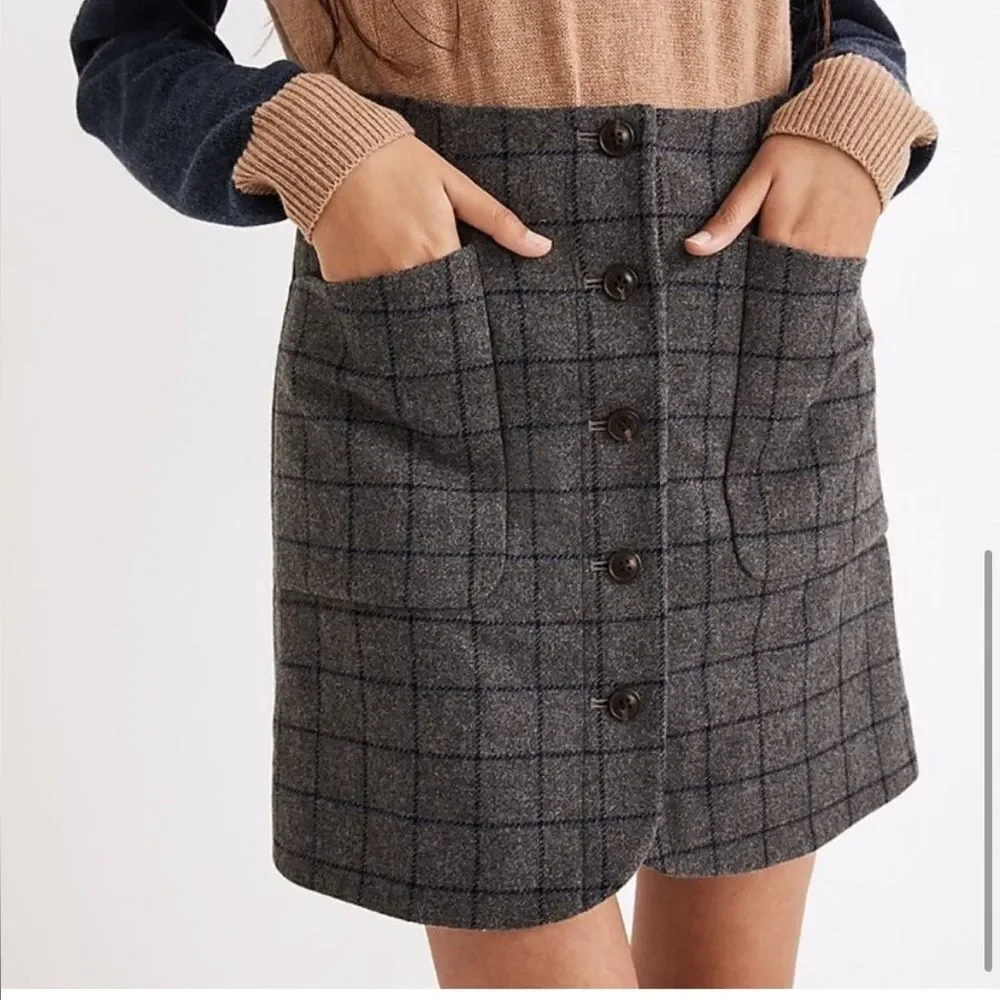 Madewell wool skirt with window pain print fully lined size 10 - Picture 1 of 8